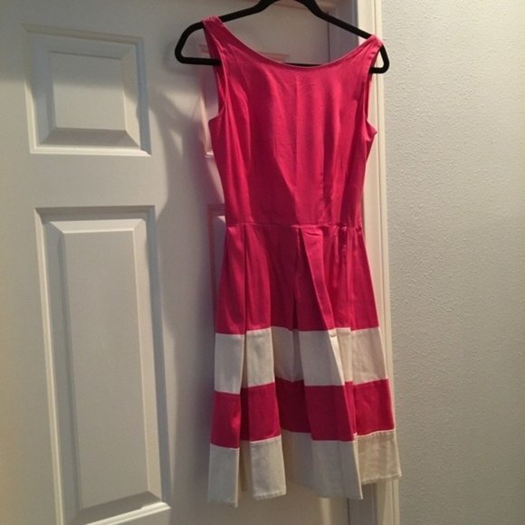 kate spade Dresses & Skirts - Kate Spade Striped Pink and Cream Pleated Fit and Flare Dress Size 0